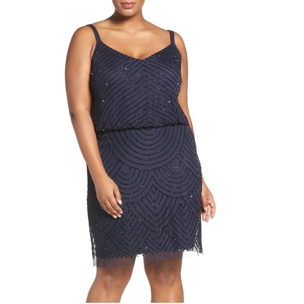 Adrianna Papell Beaded Blouson Tank Cocktail Dress - Picture 1 of 3